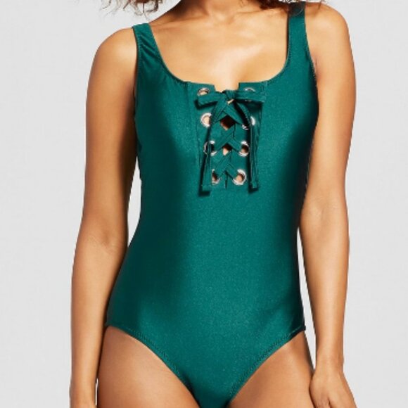 Mossimo Women’s Grommet Lace Up One Piece Swimsuit - Picture 1 of 5